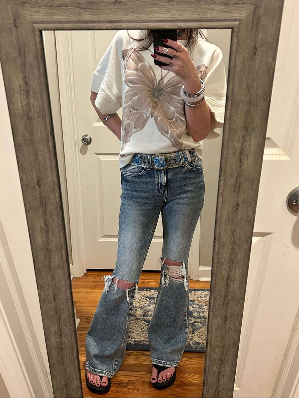 ❌SOLD❌NWT Free People Dahlia Short Sleeve Pullover in Tofu Combo - Picture 4 of 16